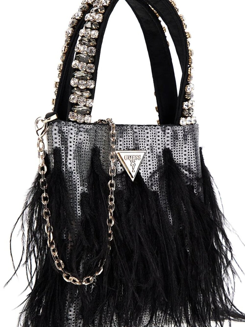 GUESS Misae Sequin Mini Tote-BLACK